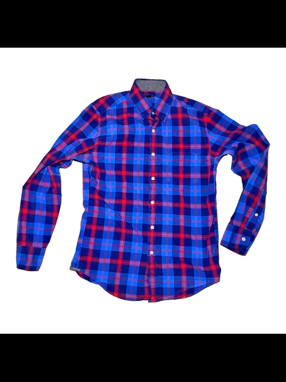 J. Crew Blue and Red Plaid Button-Down Shirt
